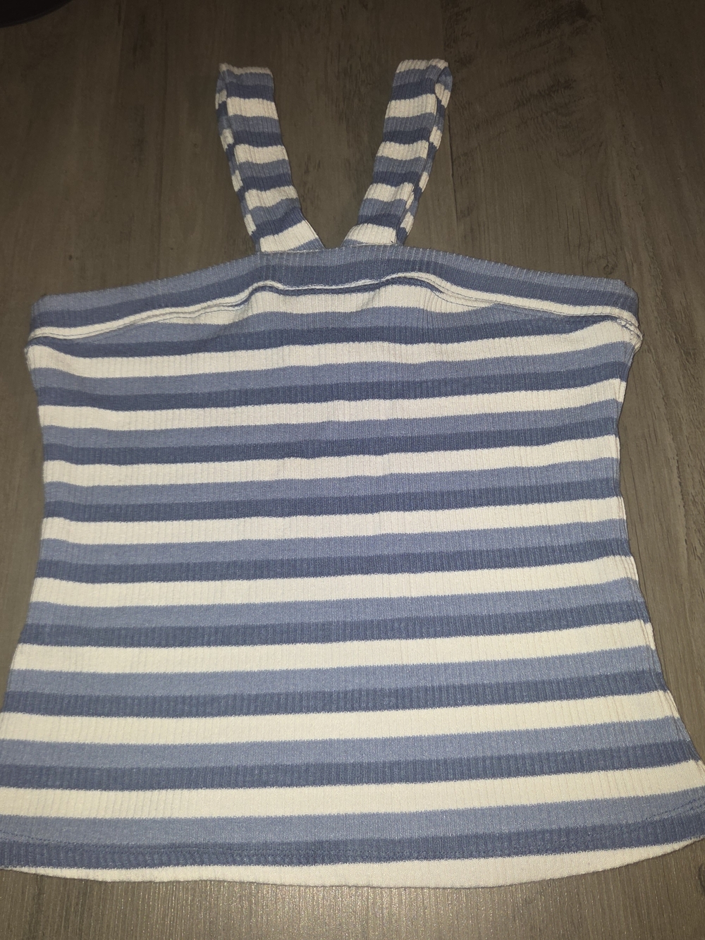 Alter State Blue & White Striped Ribbed Halter Top Size M